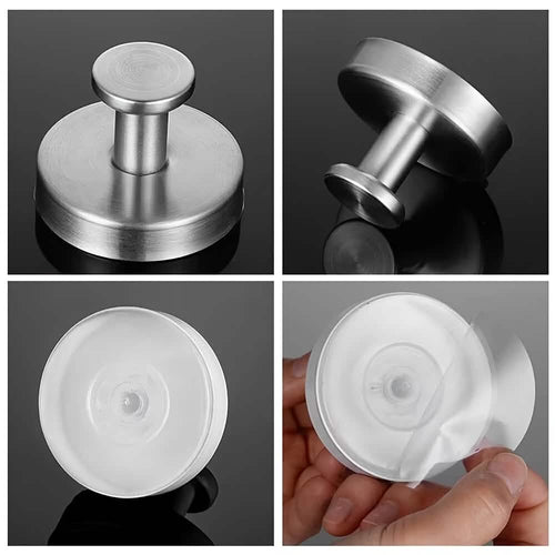 2-Pack: Strong Suction Cup Hooks – Silver Brushed Stainless Steel, No Drilling Required by DailySale