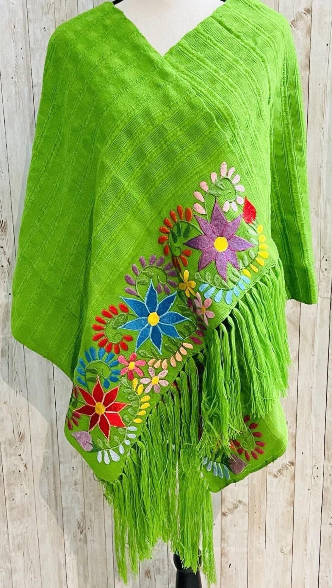 Embroidered Handmade Mexican Shawl Reboso Bordado Mexicano by Chica Mexico