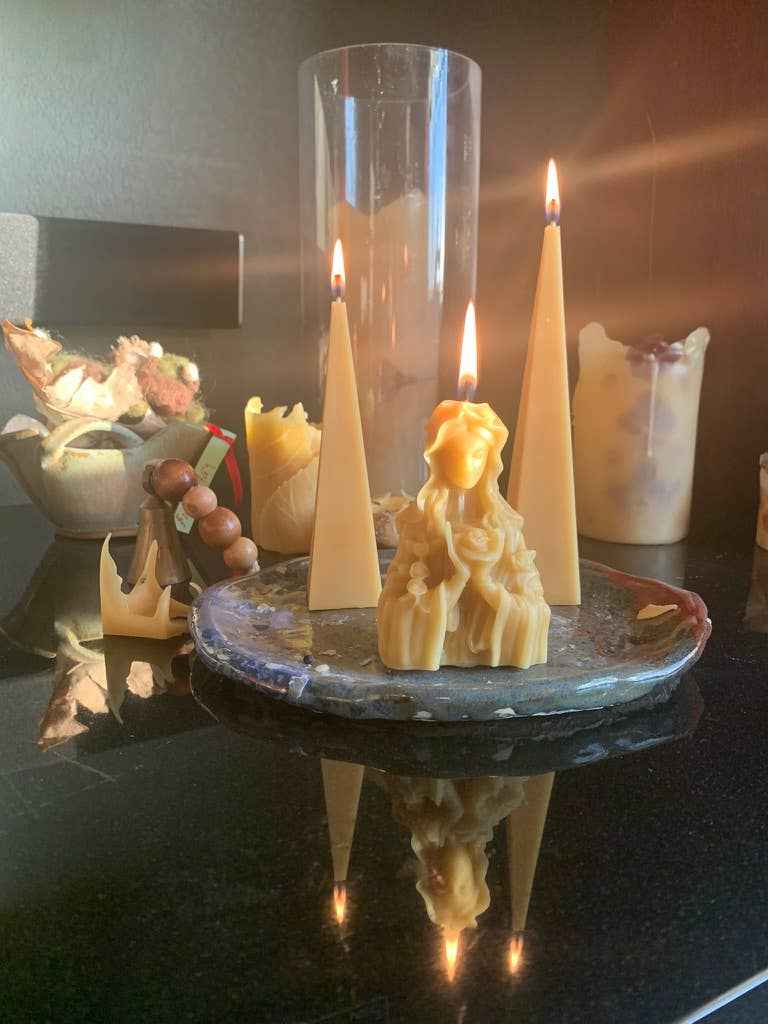 100% Beeswax Candle -  Sacred Blooming Mother