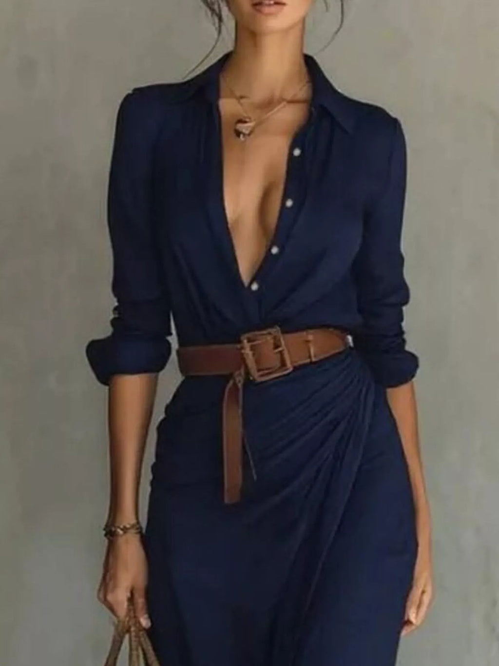 Ruched Long Sleeve Maxi Dress by Shopiebay