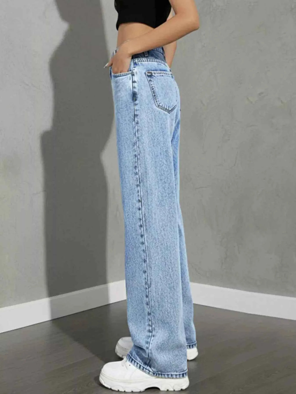 High Waist Wide Leg Denim Jeans
