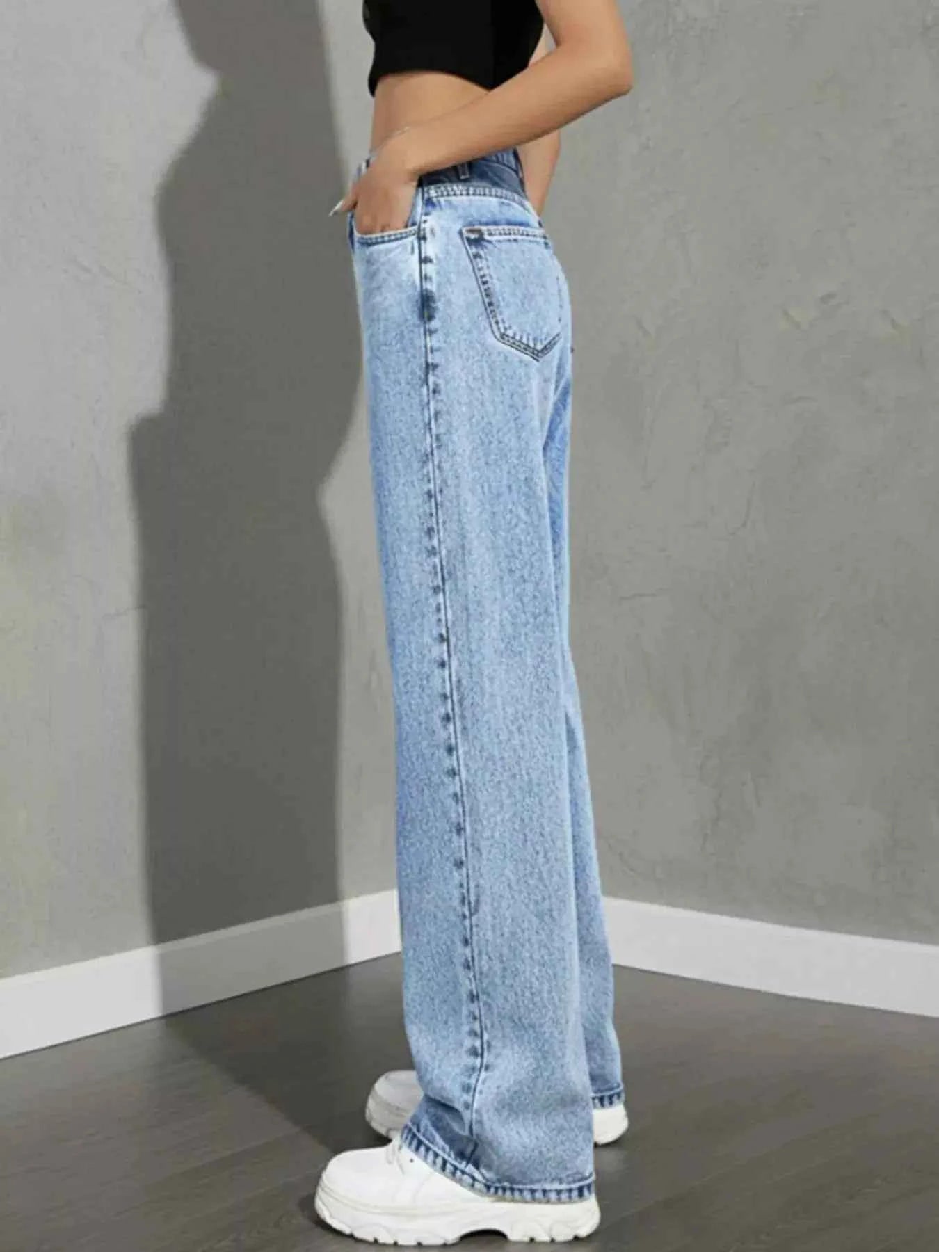 High Waist Wide Leg Denim Jeans