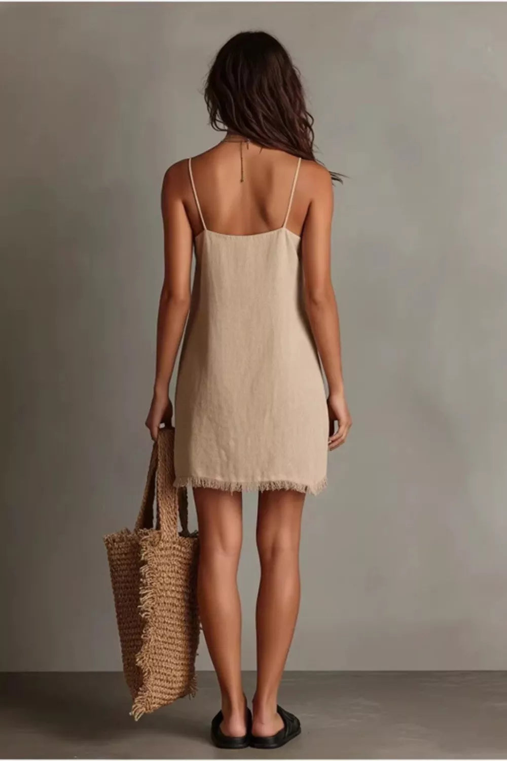 Full Size Fringe V-Neck Cami Dress Plus Size by Shopiebay