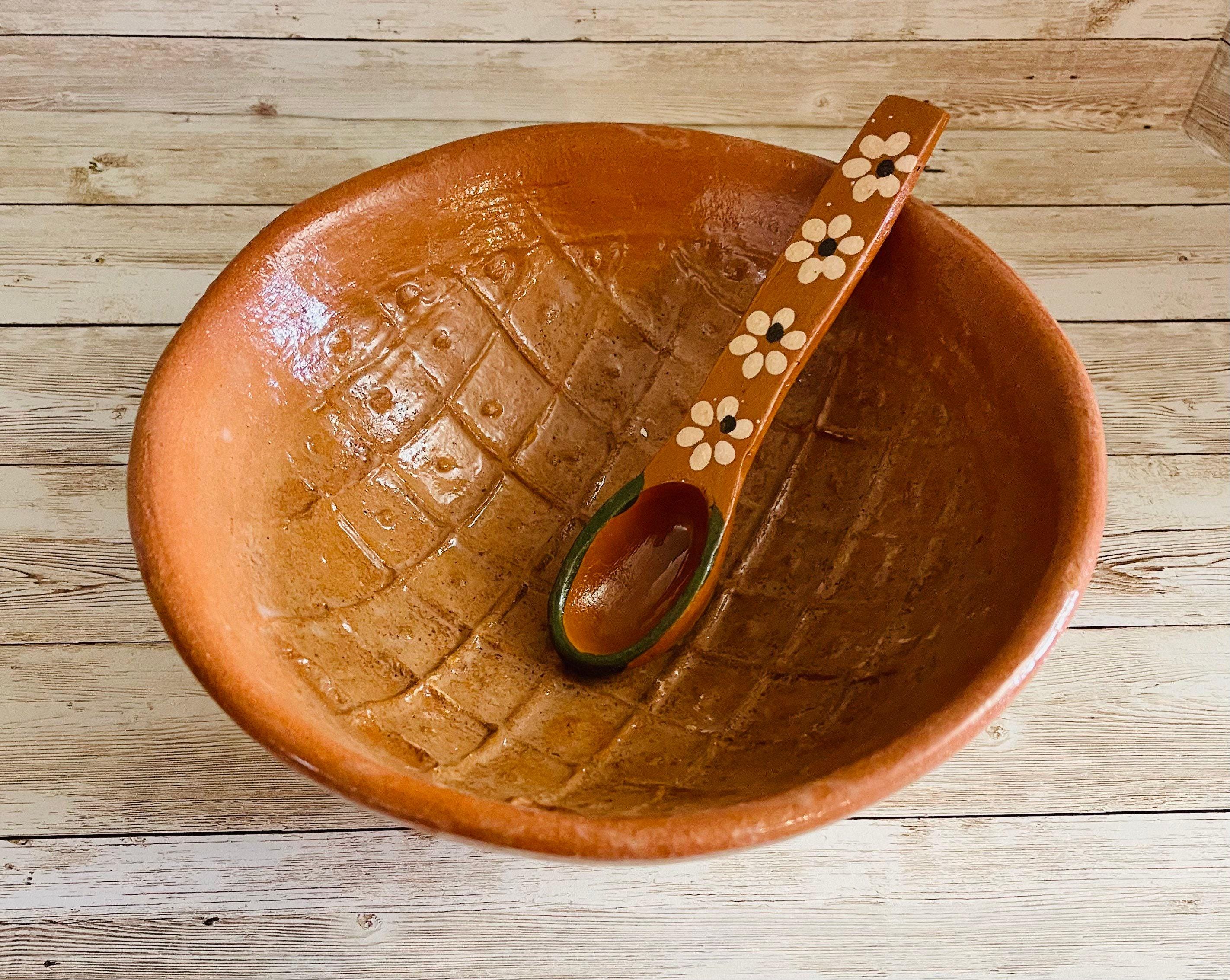 Authentic Mexican Molcajete with Spoon Molcajete Mexicano de Barro con Cuchara by Chica Mexico