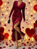Ruffled Surplice long Sleeve Dress