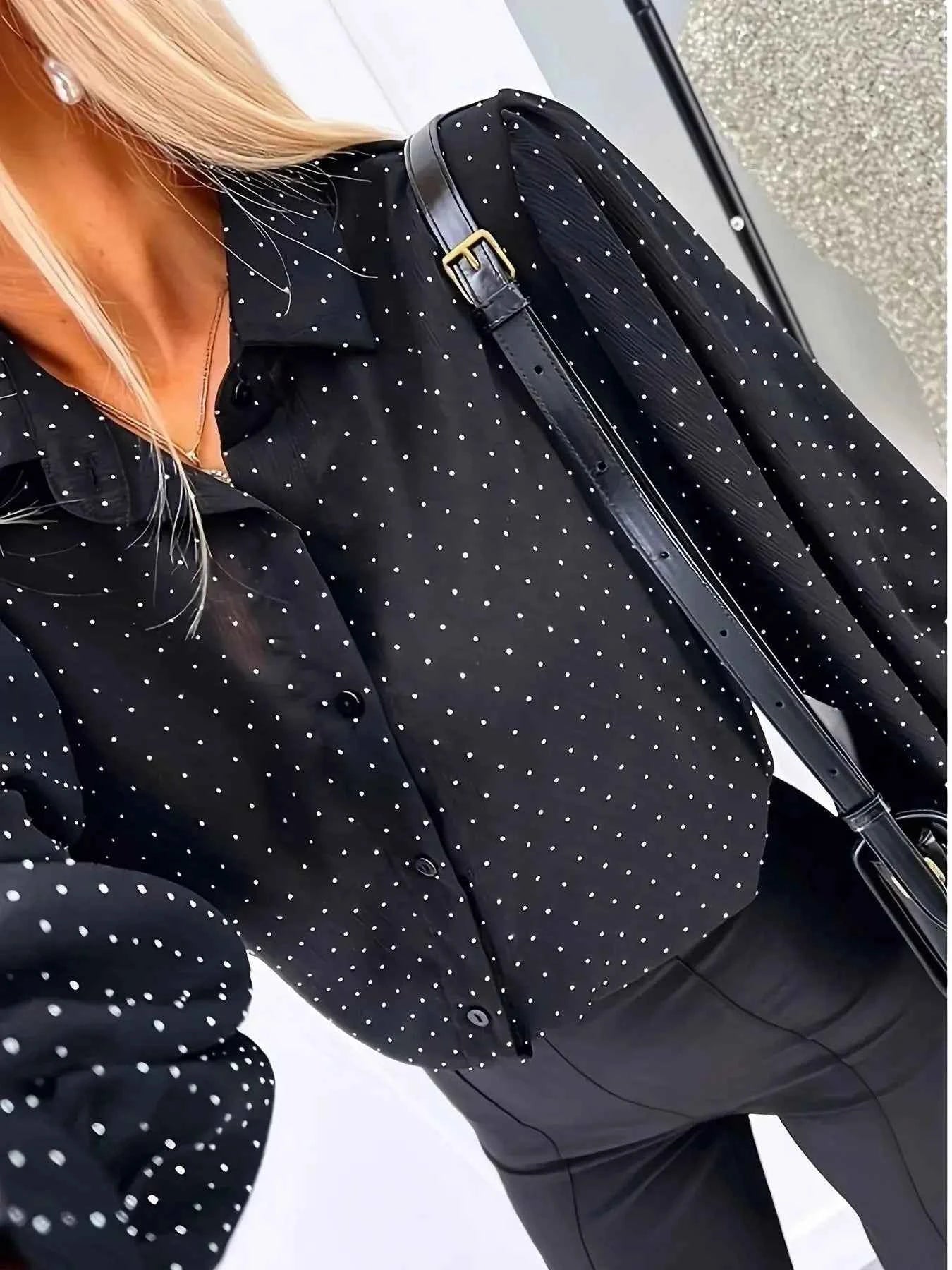 Polka Dot Oversized Button Up Shirt