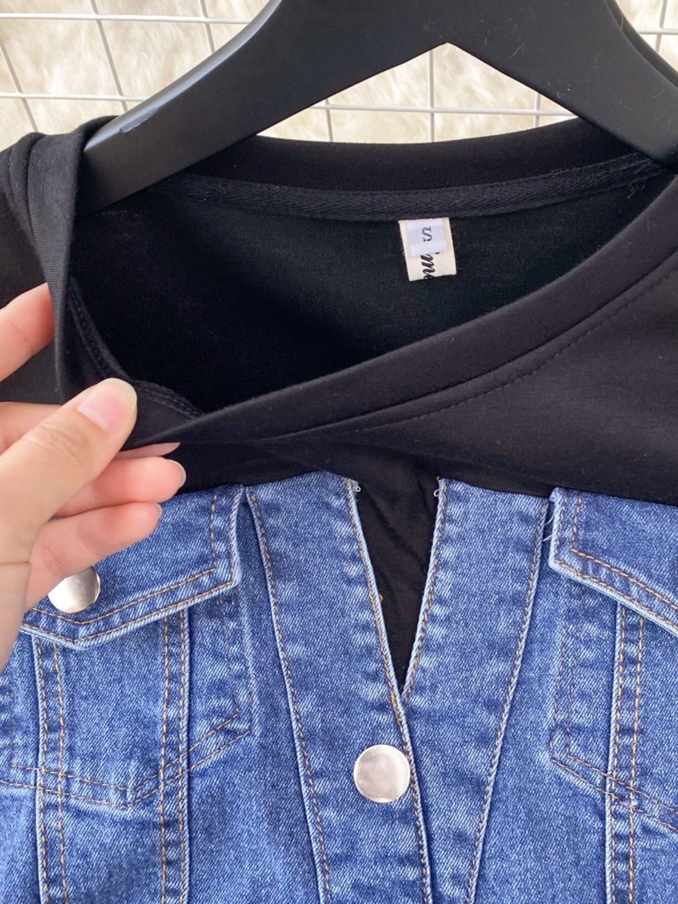 Full Size Denim Patchwork Short Sleeve Slit Back Dress Plus Size by Shopiebay