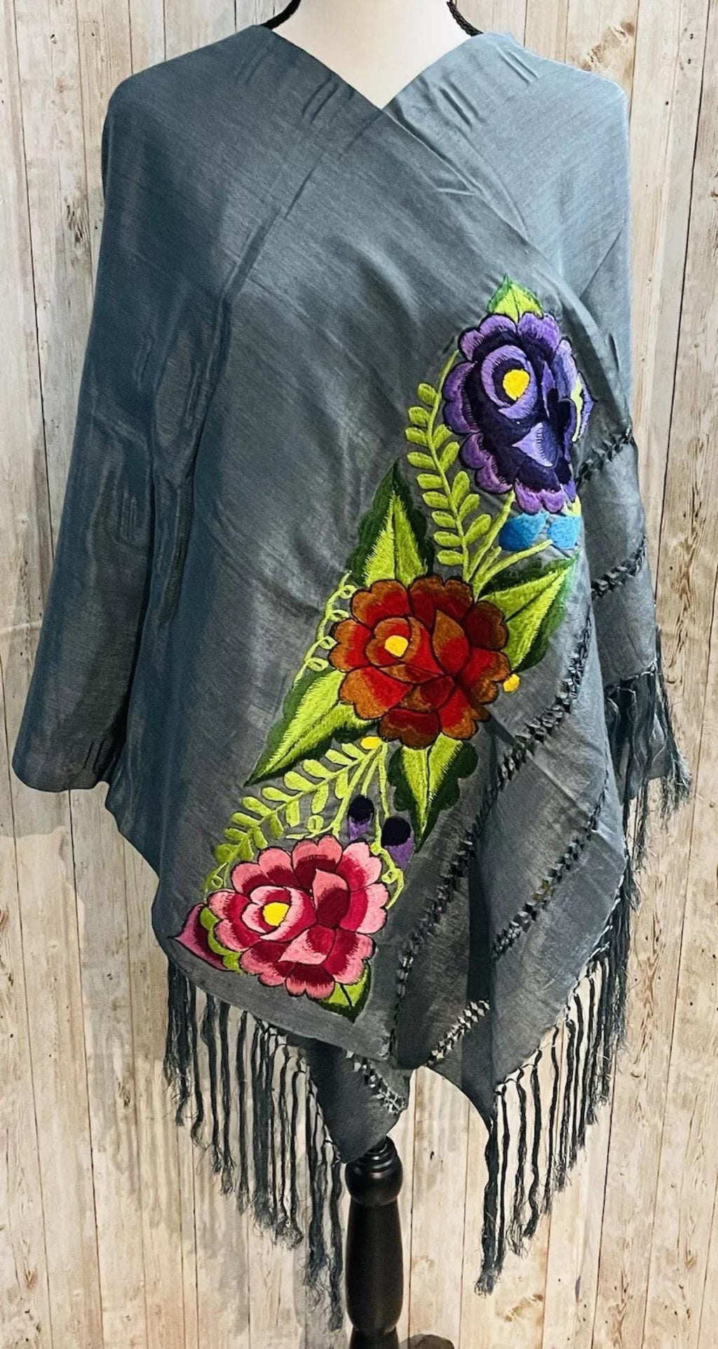 Embroidered Silk Handmade Mexican Shawls Rebosos Bordados en Ceda by Chica Mexico