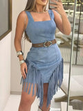 Fringe Square Neck Bodycon Mini Dress by Shopiebay