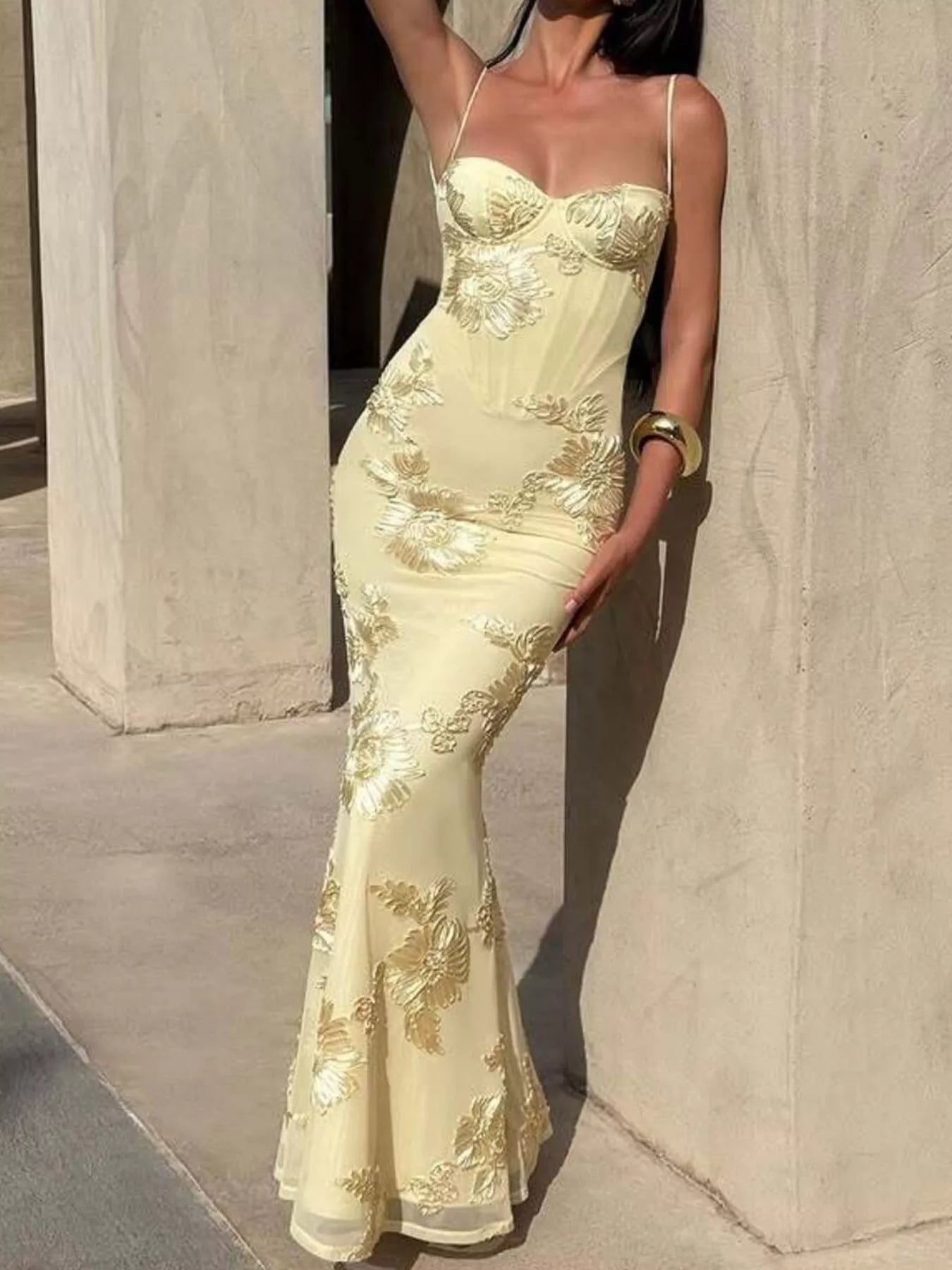 Sweetheart Neck Spaghetti Strap Maxi Dress by Shopiebay
