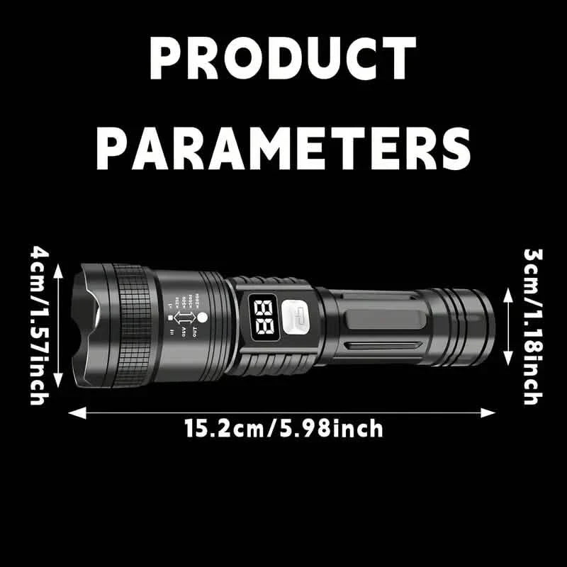 Ultra-Bright Tactical LED Flashlight – 3 Modes, USB Rechargeable, 600 Lumen, Outdoor, Hiking & Camping by DailySale