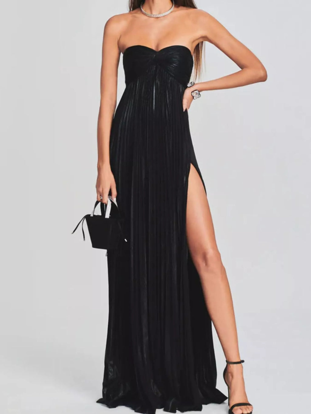 Split Sweetheart Neck Tube Maxi Dress by Shopiebay