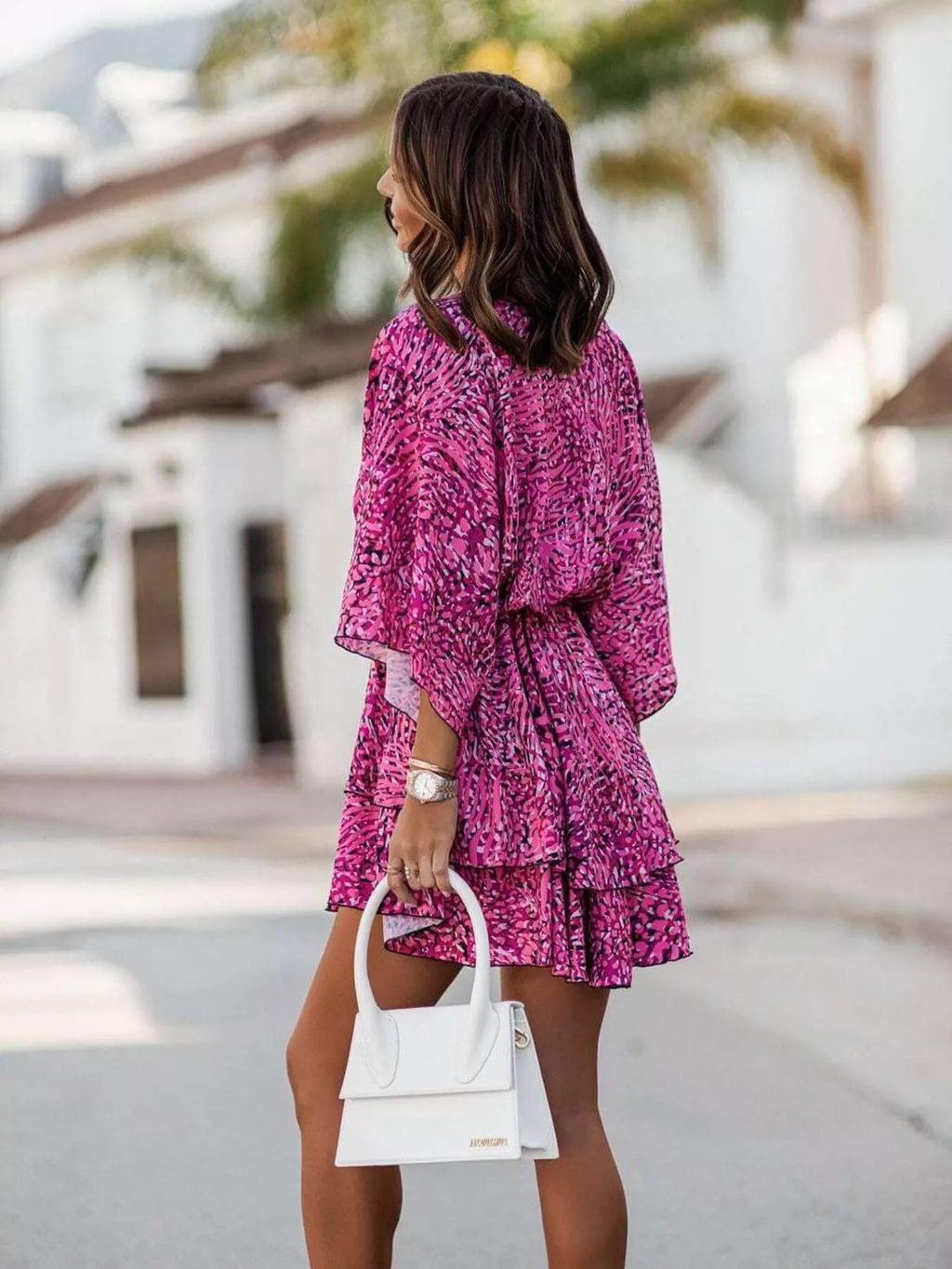 Layered Printed Surplice Mini Dress by Shopiebay