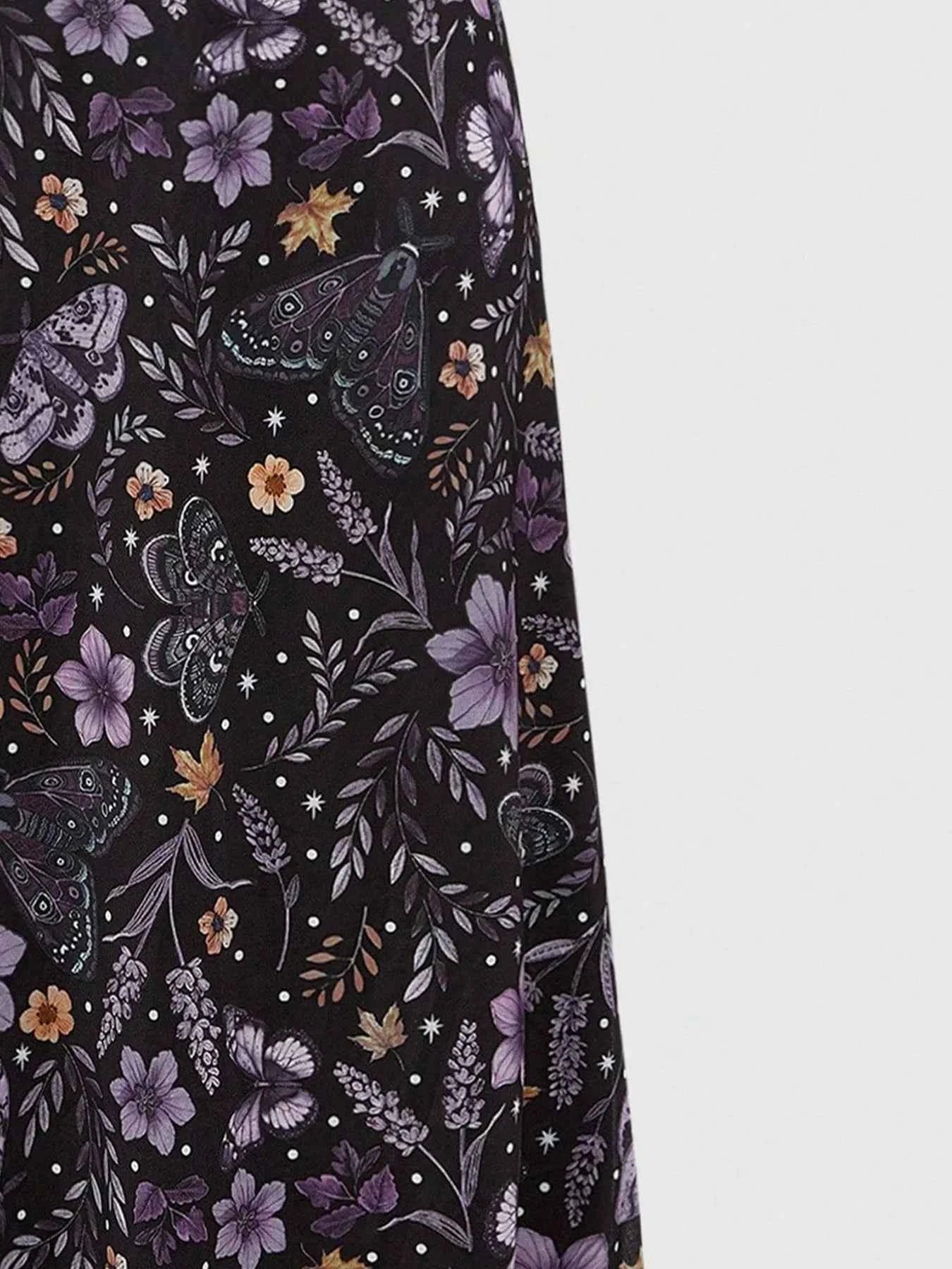 Floral Print Flowy Midi Skirt