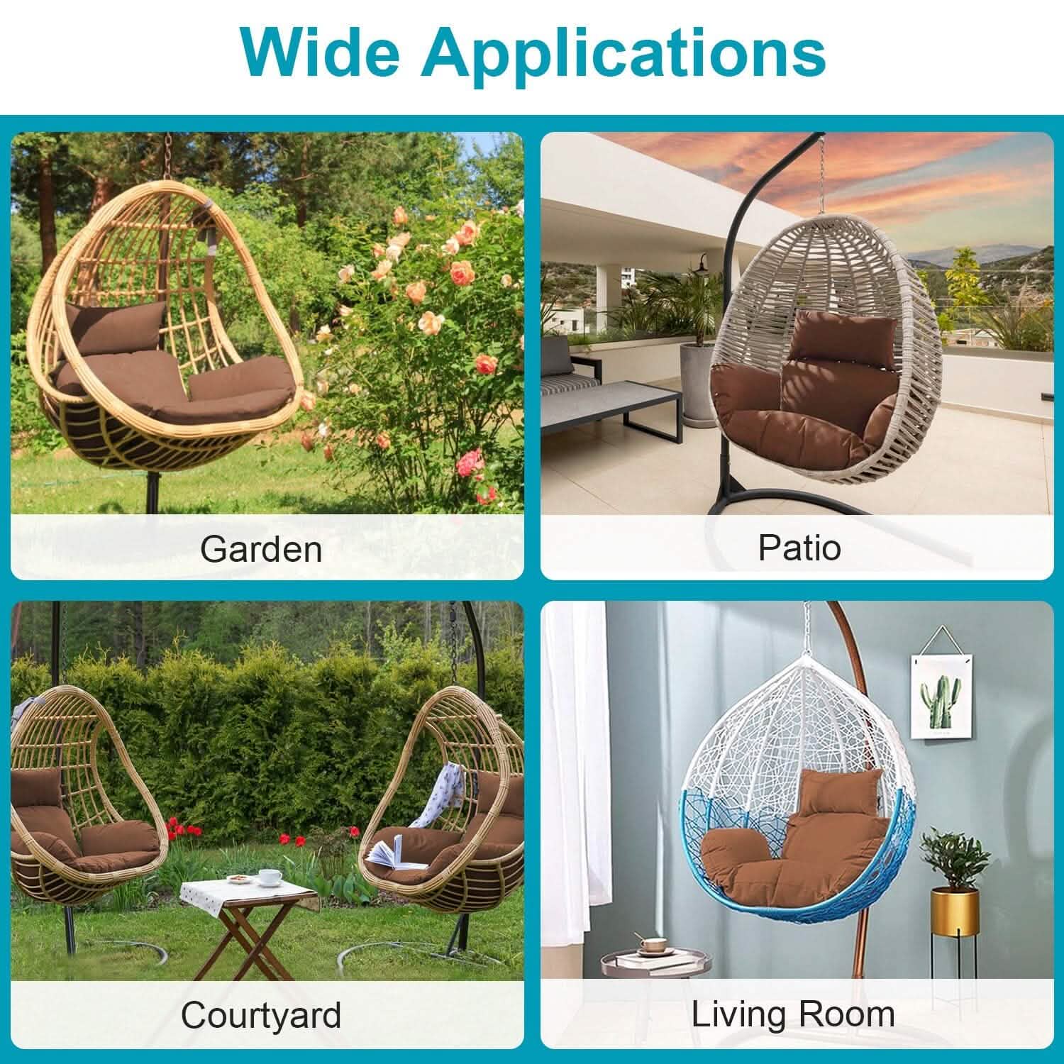 Egg Chair Hanging Basket Seat Cushion with Headrest by DailySale