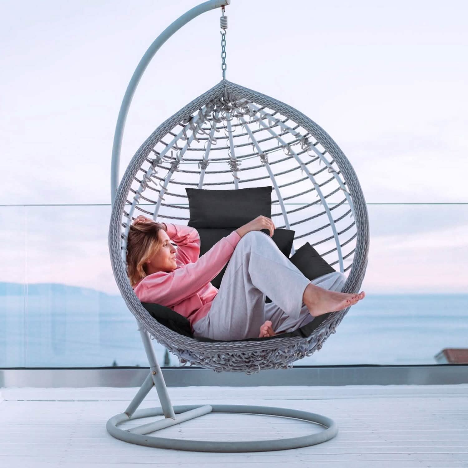 Egg Chair Hanging Basket Seat Cushion with Headrest by DailySale