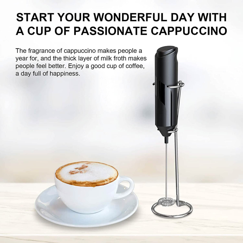 Electric Milk Frother Handheld with Stainless Steel Stand by DailySale