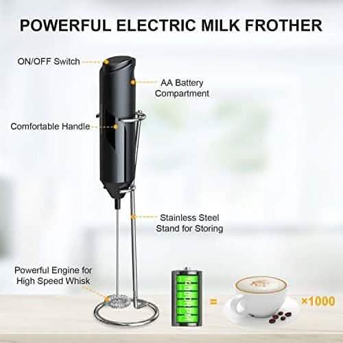 Electric Milk Frother Handheld with Stainless Steel Stand by DailySale