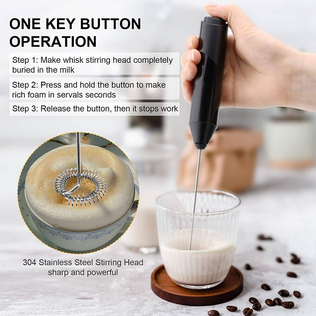 Electric Milk Frother Handheld with Stainless Steel Stand by DailySale