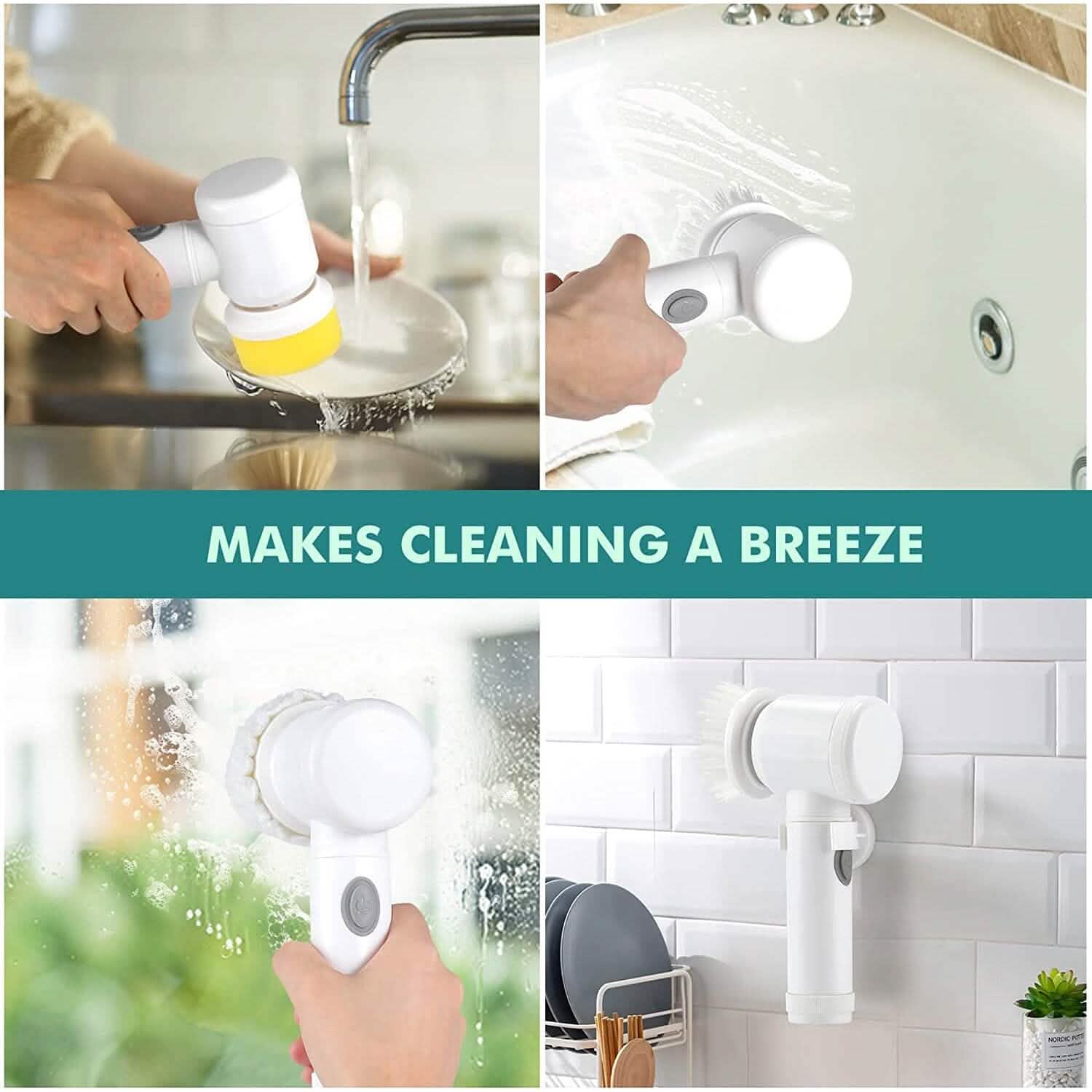 Electric Spin Scrubber Electric Cleaning Brush with 3 Brush Heads by DailySale
