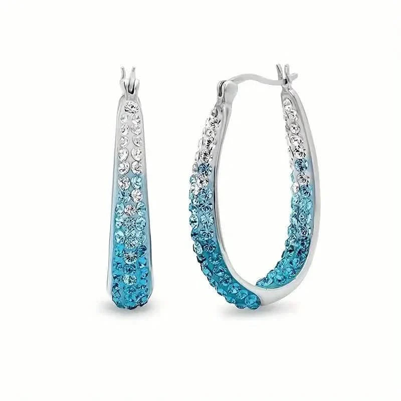 Elegant Dual Tone Gradient Glitter Hoop Earrings by DailySale