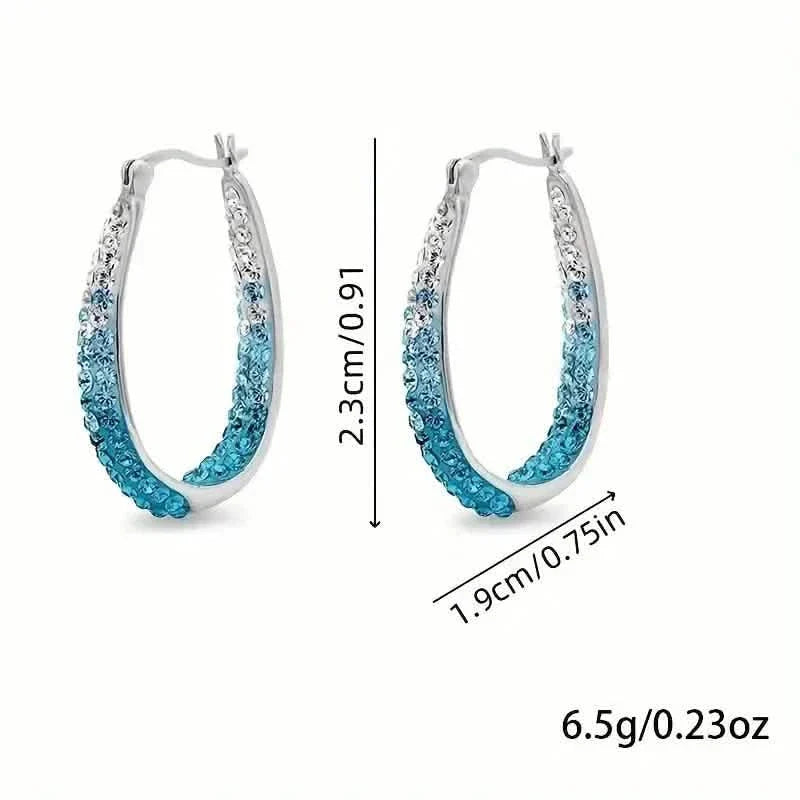 Elegant Dual Tone Gradient Glitter Hoop Earrings by DailySale