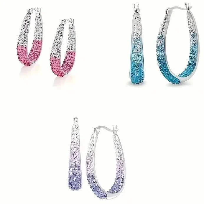 Elegant Dual Tone Gradient Glitter Hoop Earrings by DailySale