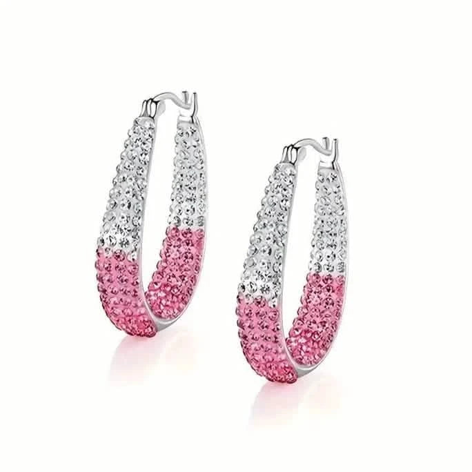 Elegant Dual Tone Gradient Glitter Hoop Earrings by DailySale