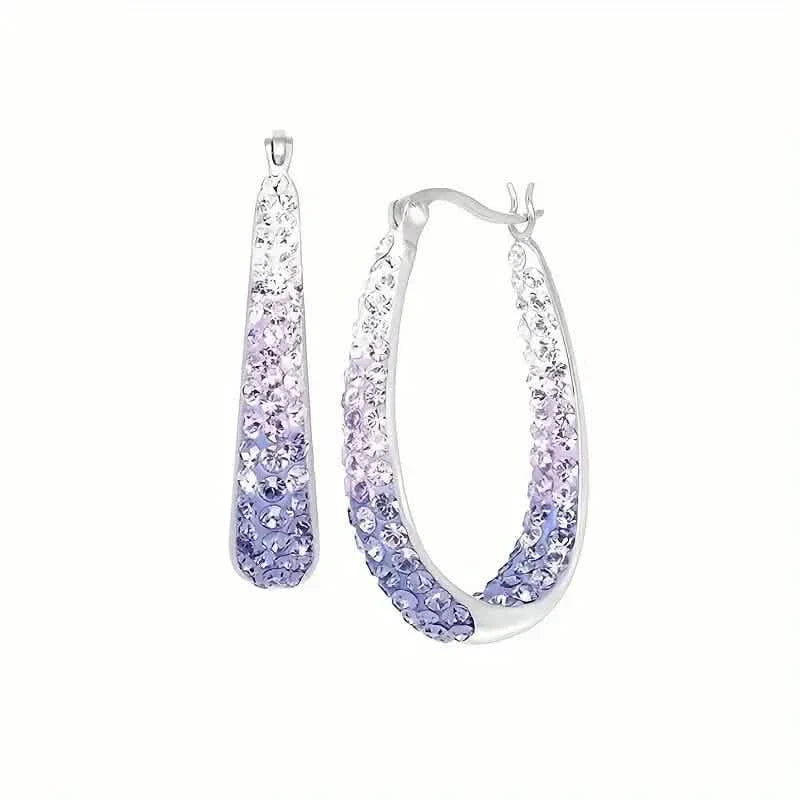 Elegant Dual Tone Gradient Glitter Hoop Earrings by DailySale