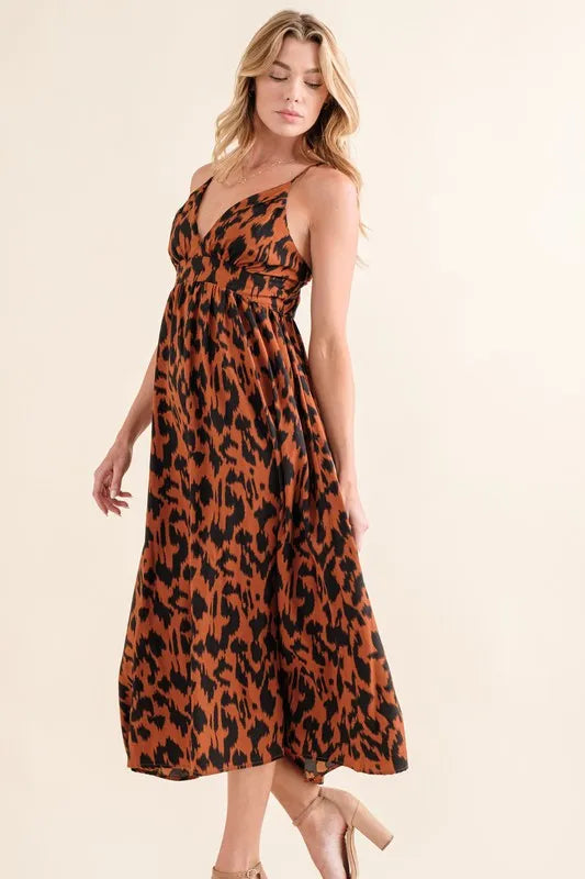 And The Why Leopard Print Plunge Maxi Dress by Selvanelle