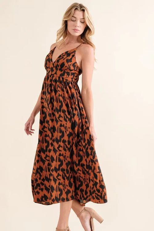 And The Why Leopard Print Plunge Maxi Dress by Selvanelle