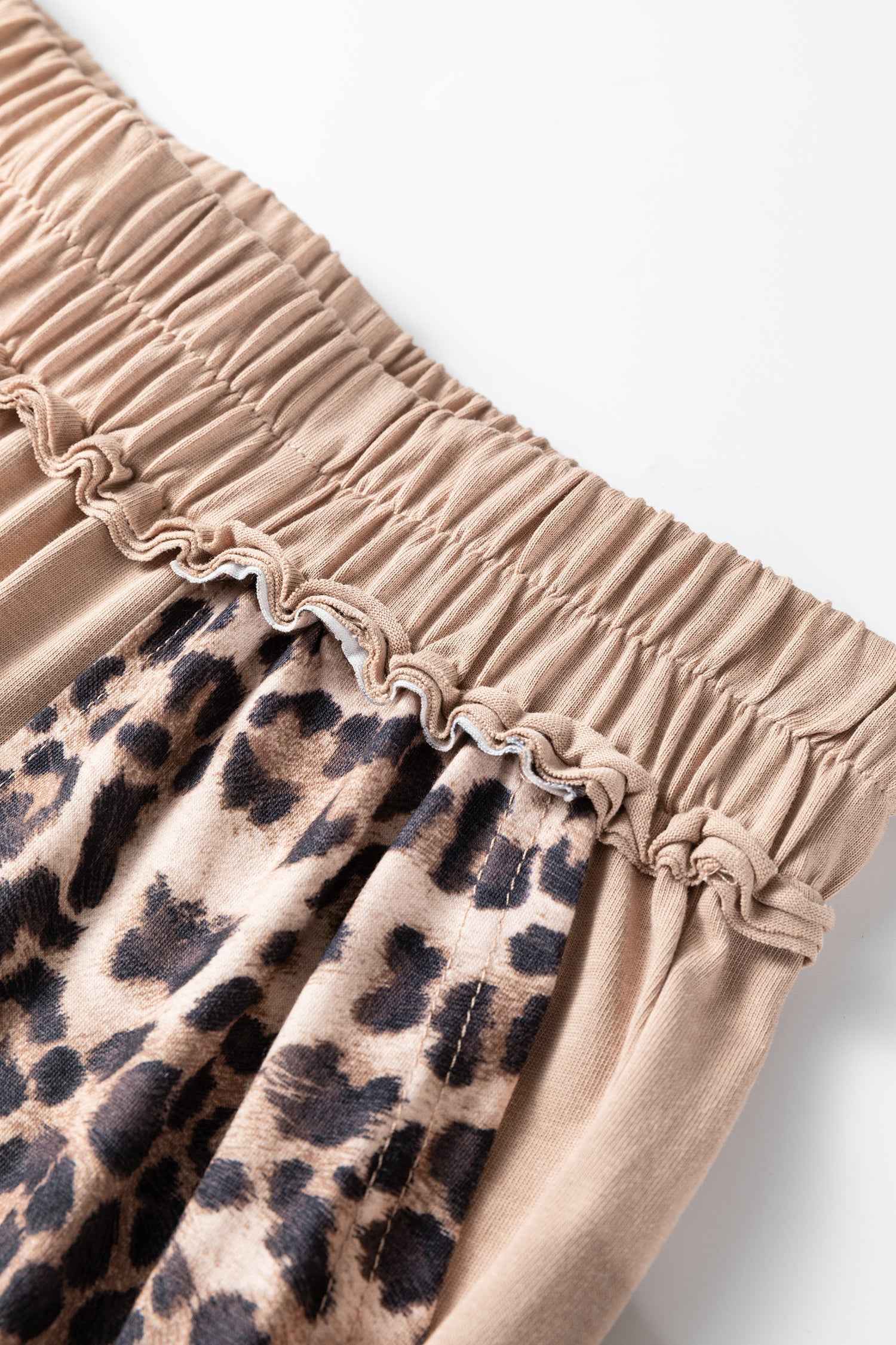 Straw Yellow Mineral Wash Leopard Patchwork Wide Leg Pants