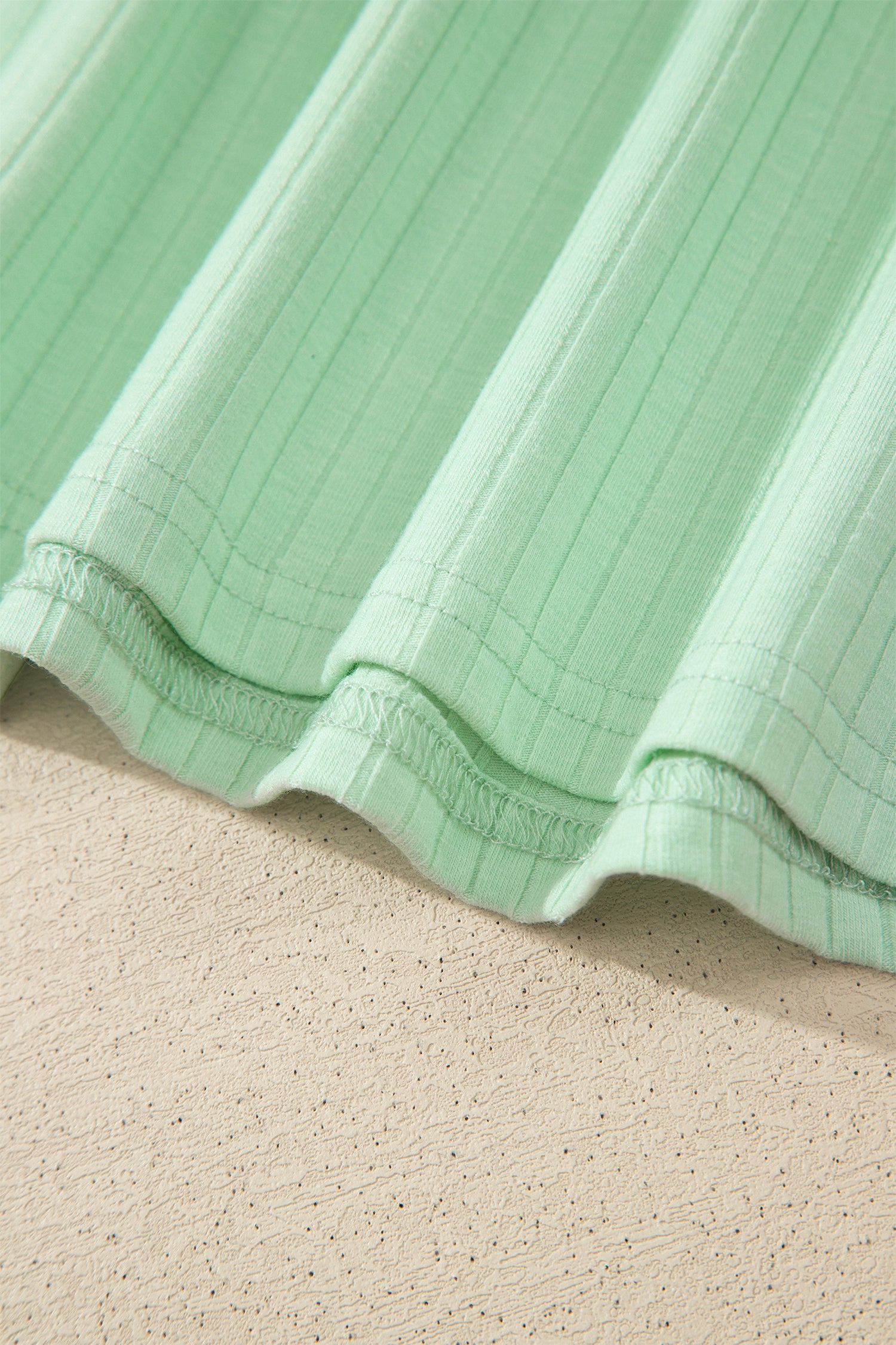 Clearly Aqua Soft Ribbed Color Block Trim Casual Short Set by Dear-Lover Dropshipping