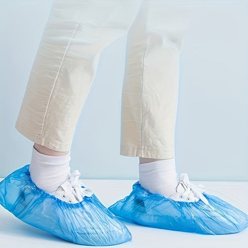 100-Pack: Disposable Plastic Shoe Covers – Waterproof & Slip-Resistant by DailySale