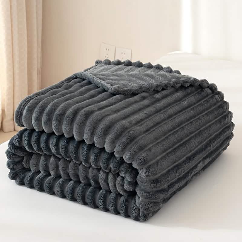Ultra-Soft Double-Sided Fleece Blanket – Gray (All-Season) by DailySale