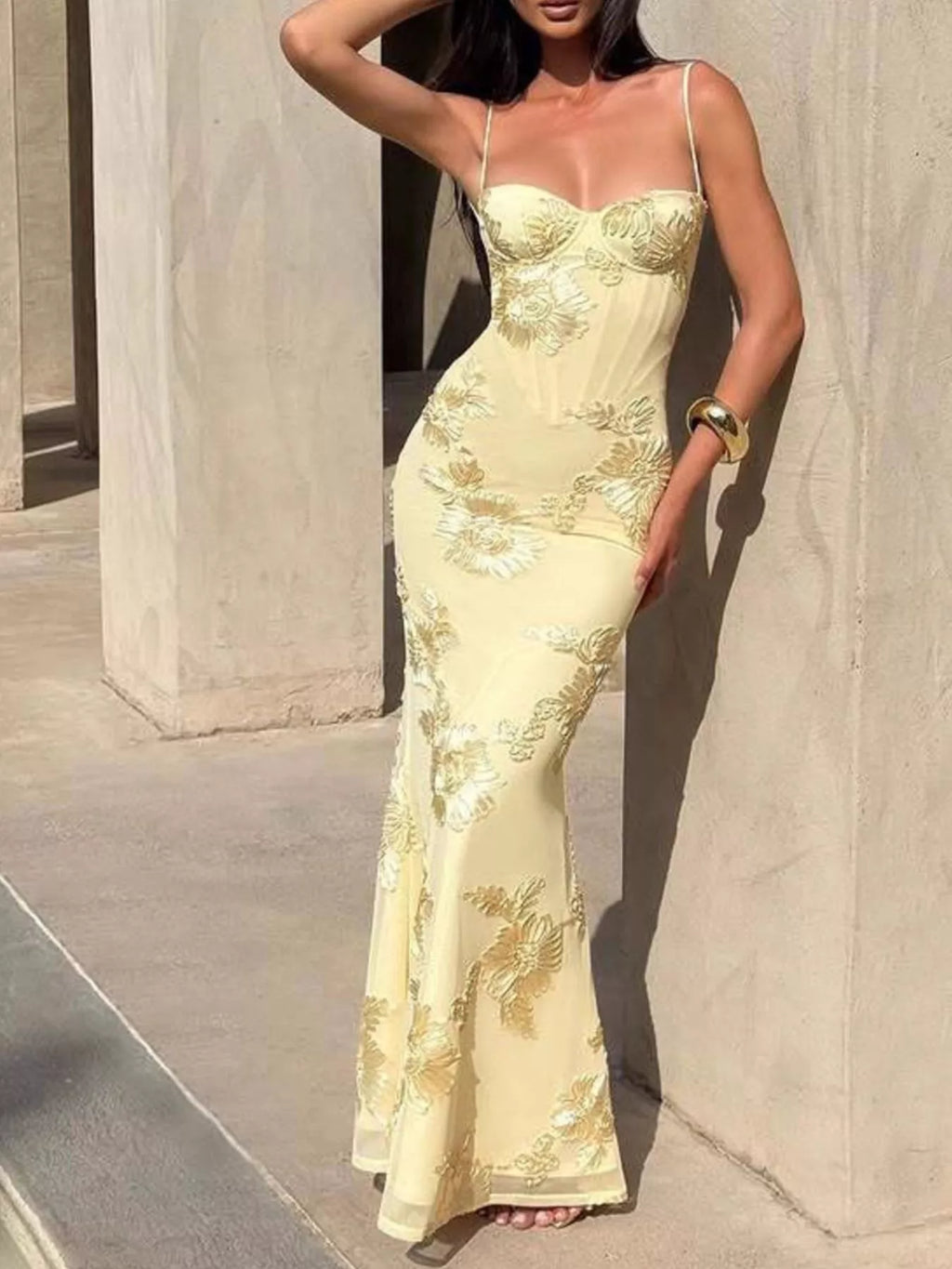Sweetheart Neck Spaghetti Strap Maxi Dress by Shopiebay