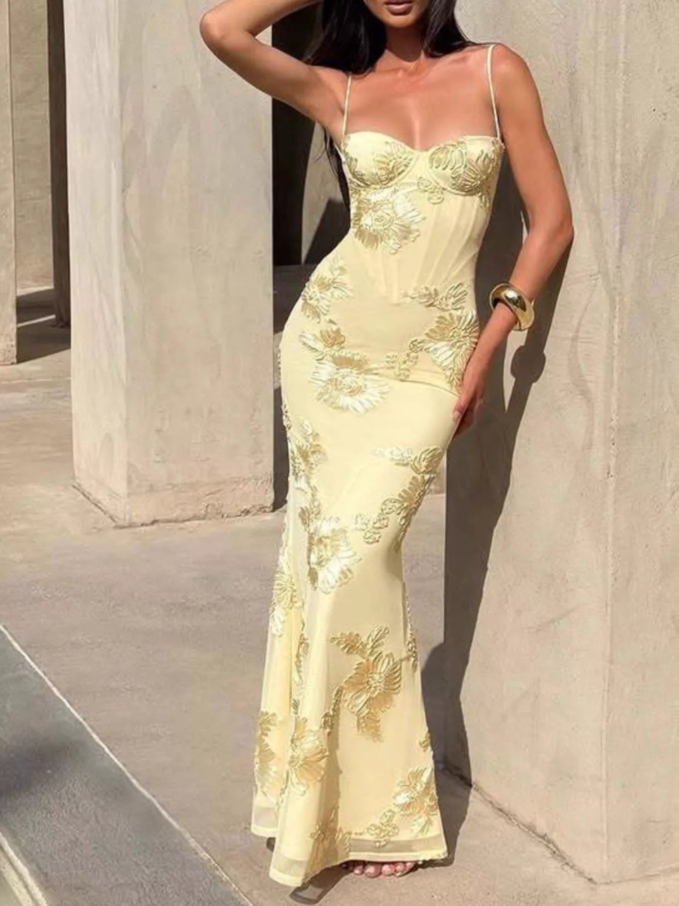 Sweetheart Neck Spaghetti Strap Maxi Dress by Shopiebay