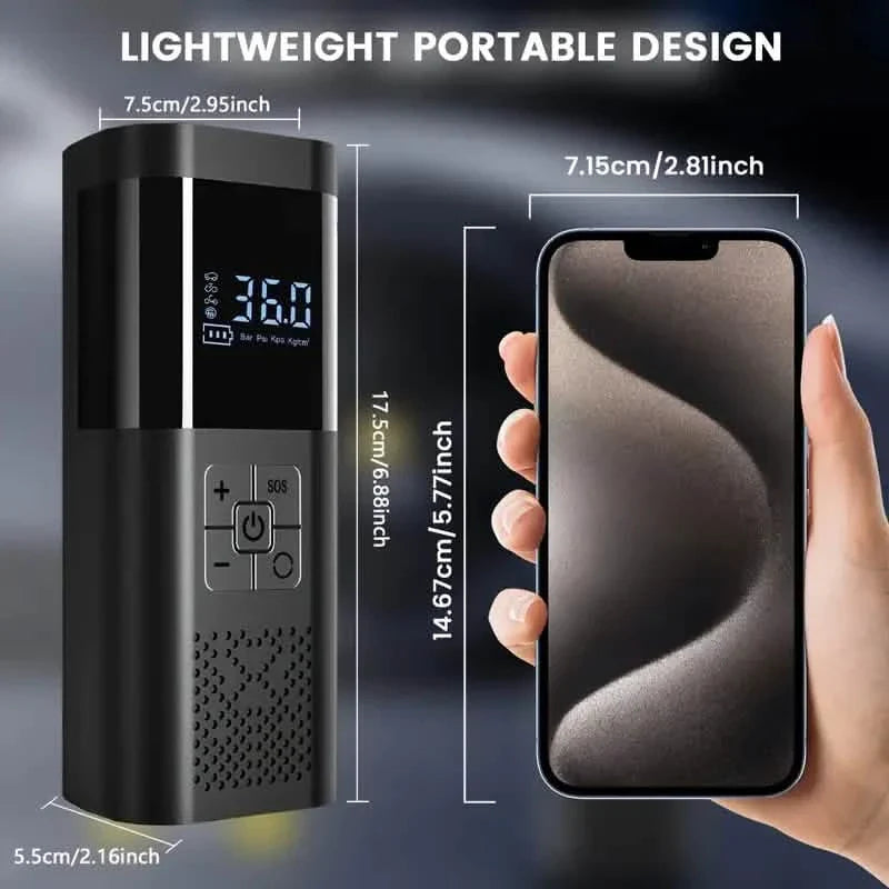 Portable Electric Tire Inflator – 150PSI Air Compressor with Digital Gauge & LED Light by DailySale