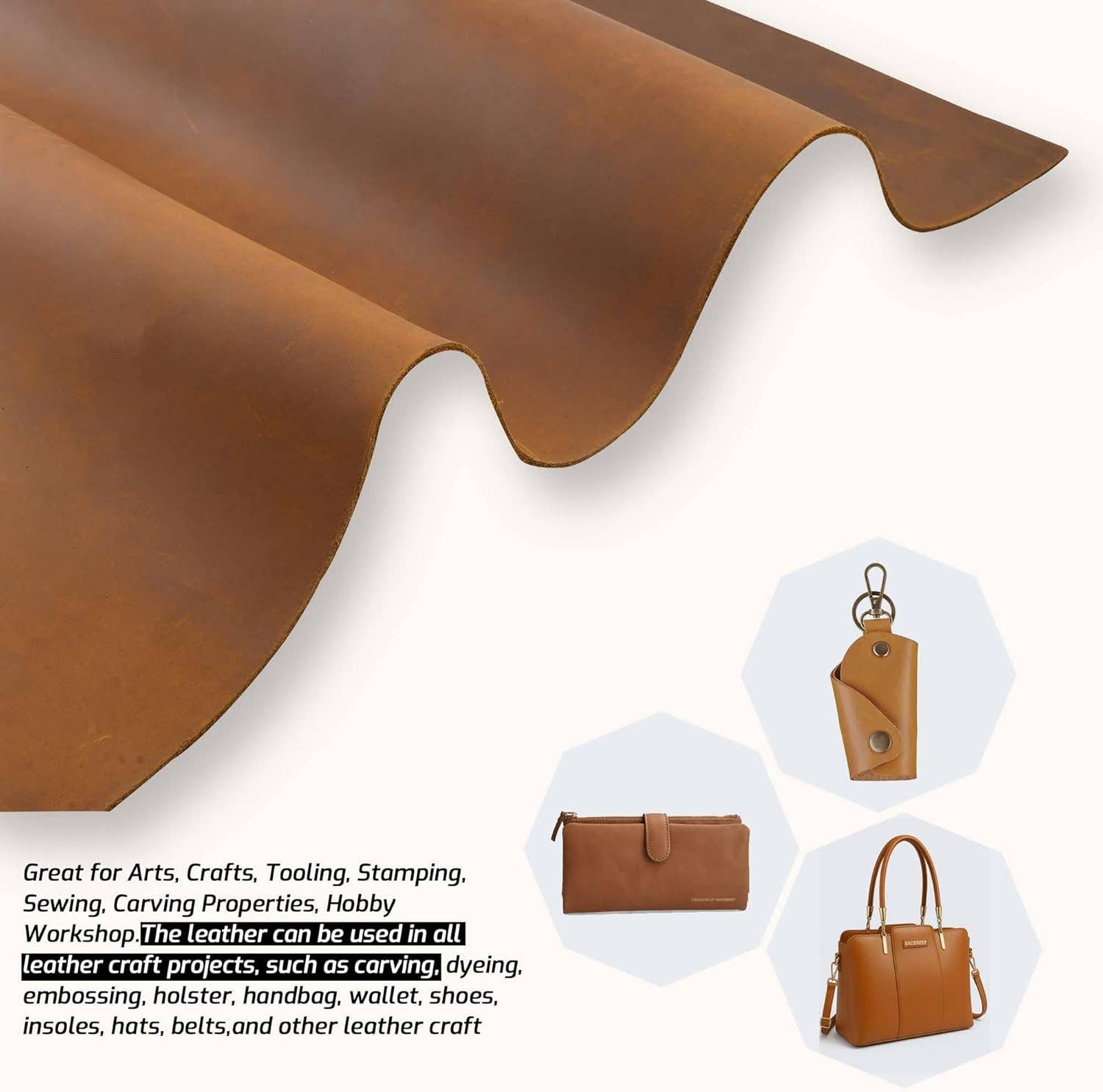 Full Grain Cowhide Leather 2mm Tooling Sheets - Craft & DIY by Hadzam