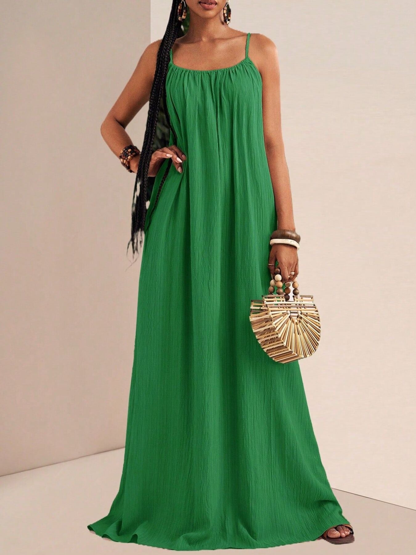 Spaghetti Strap Flowy Maxi Dress by Shopiebay