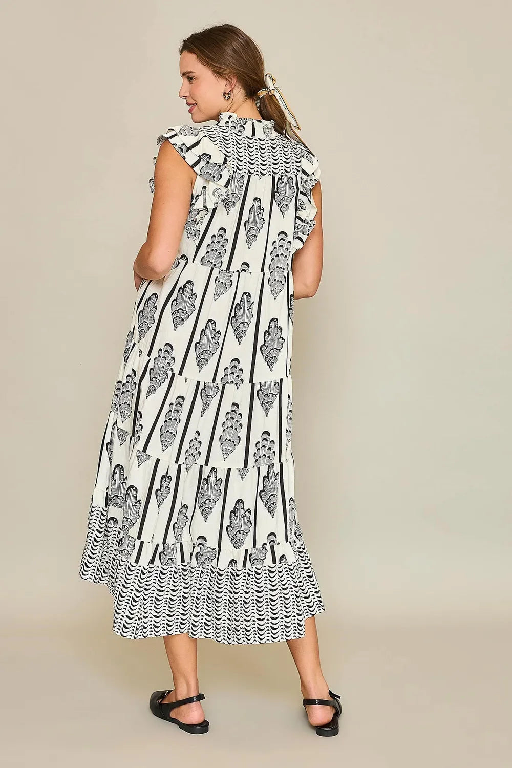 Umgee Full Size Boarder Print Midi Dress Plus Size by Selvanelle