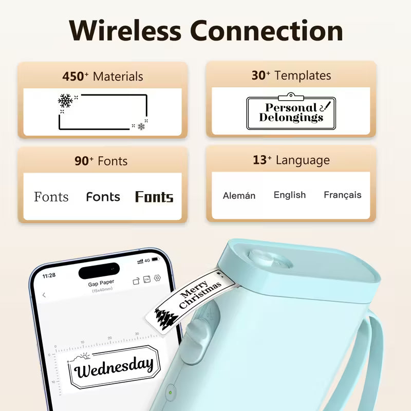 P21 Wireless Thermal Label Maker – Portable USB Printer with Paper Roll, Rechargeable & Ink-Free by DailySale
