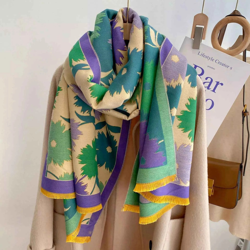 Floral Print Warm Winter Womens Scarf