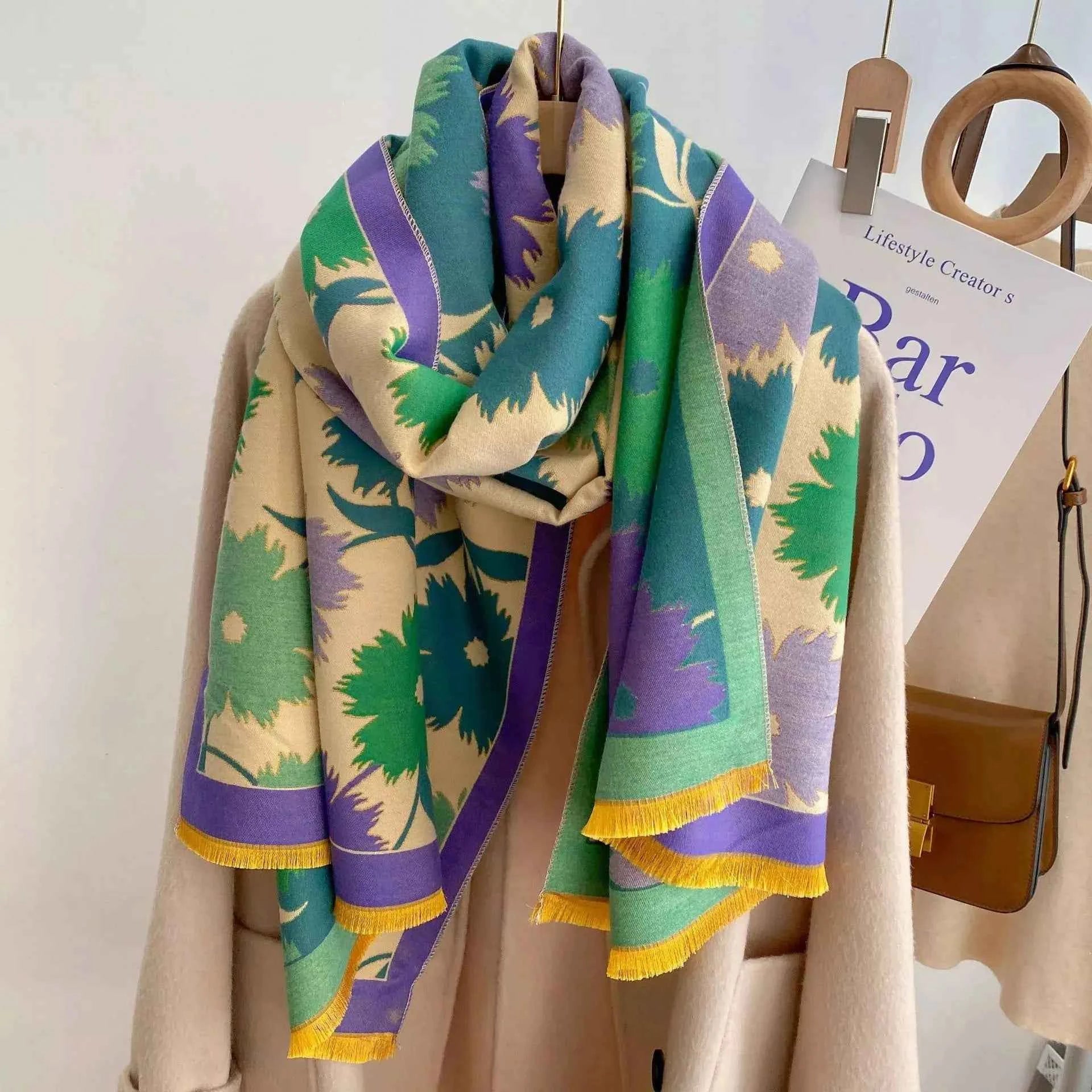 Floral Print Warm Winter Womens Scarf
