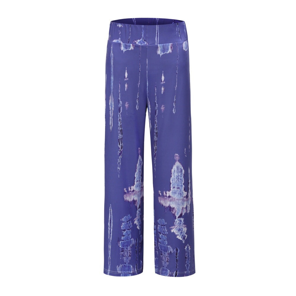 Tie-dye Printed Wide-leg Pants Casual Pants
