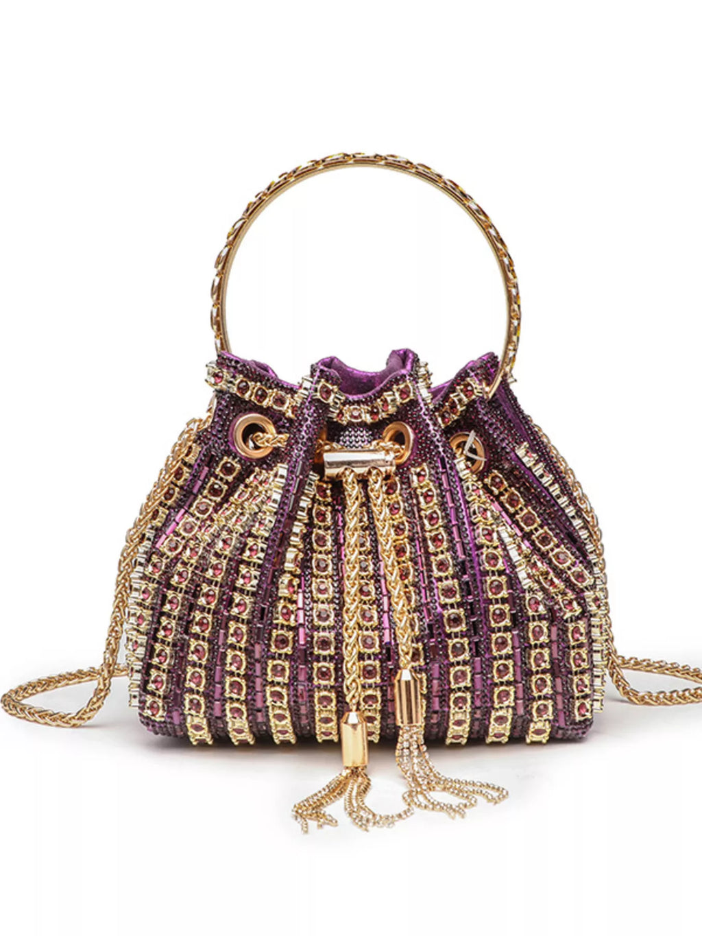 Bucket Style Rhinestone Crossbody Bag