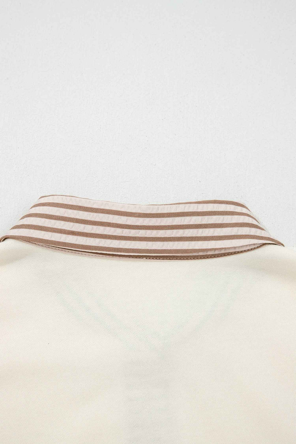 Khaki Stripe Plus Size Color Block Patchwork Half Button Long Sleeve Peplum Blouse