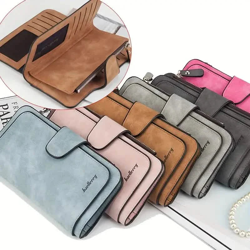 Vintage Faux Leather Long Wallet – Trifold Credit Card Holder with Snap & Zipper by DailySale