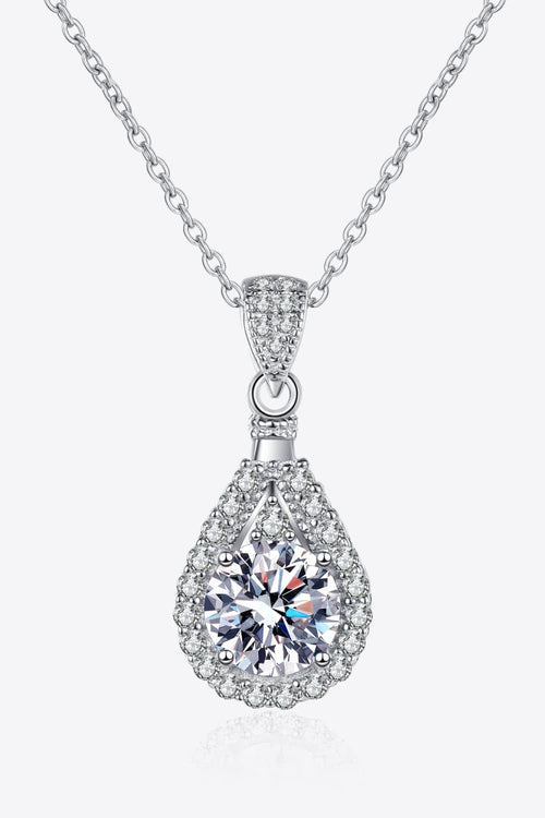 2 Carat Moissanite Teardrop Pendant 925 Sterling Silver Necklace by Wild and Free Boutique