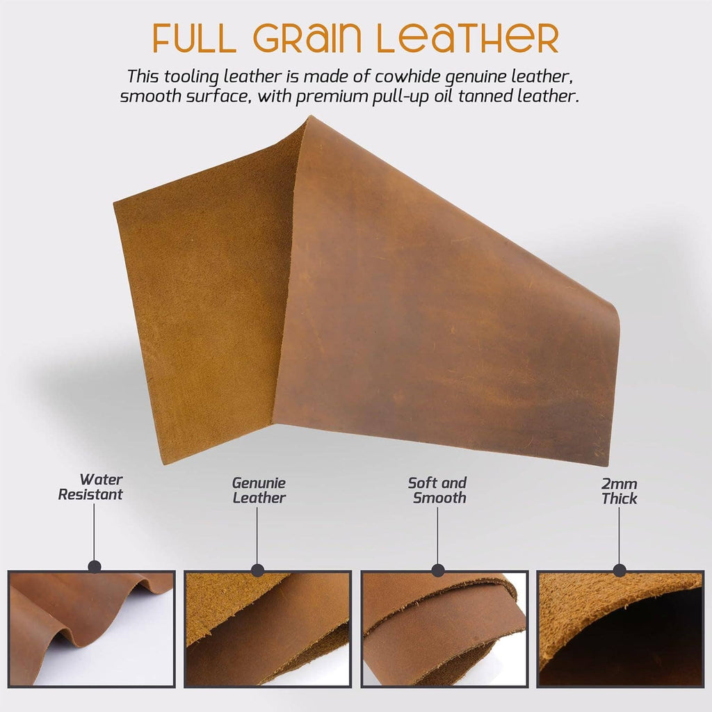 Full Grain Cowhide Leather 2mm Tooling Sheets - Craft & DIY by Hadzam